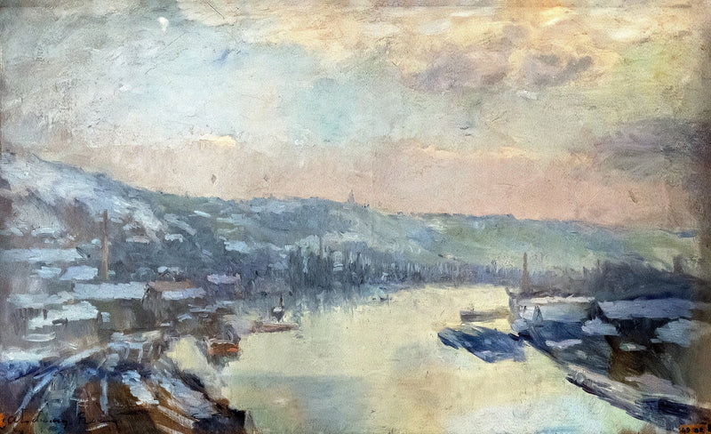 La Senna a Rouen in inverno, effetti neve - Albert Lebourg