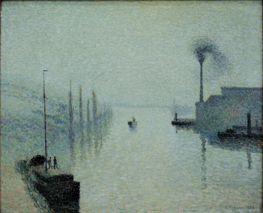 La Senna a Rouen, l'isola Lacroix, effetto nebbia - Camille Pissarro