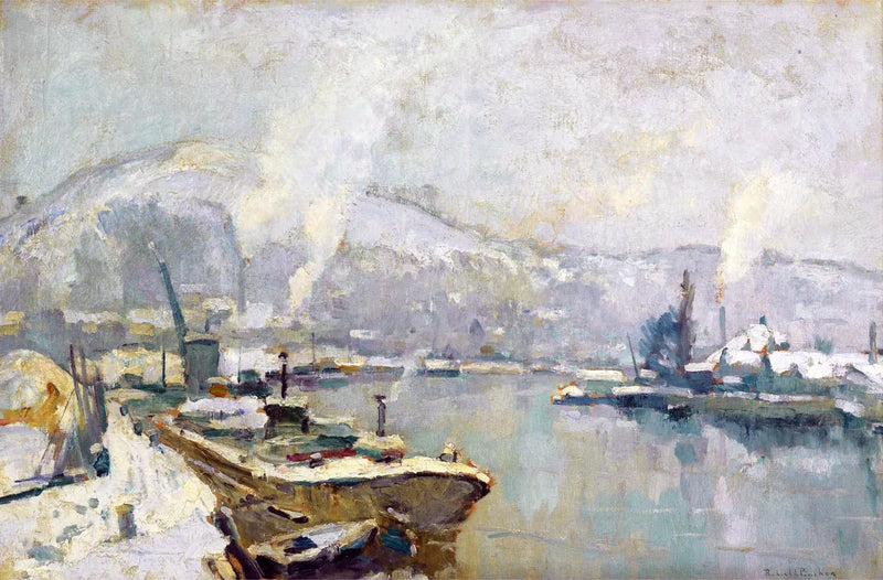 La Senna e la Costa Sainte Catherine a Rouen in inverno - Robert Antoine Pinchon