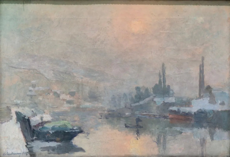 La Senna e l'isola Lacroix a Rouen in inverno - Albert Lebourg