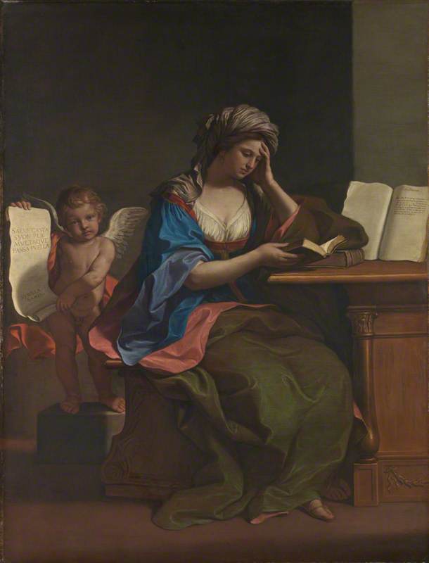 La Sibilla samiena con un putto - Guercino