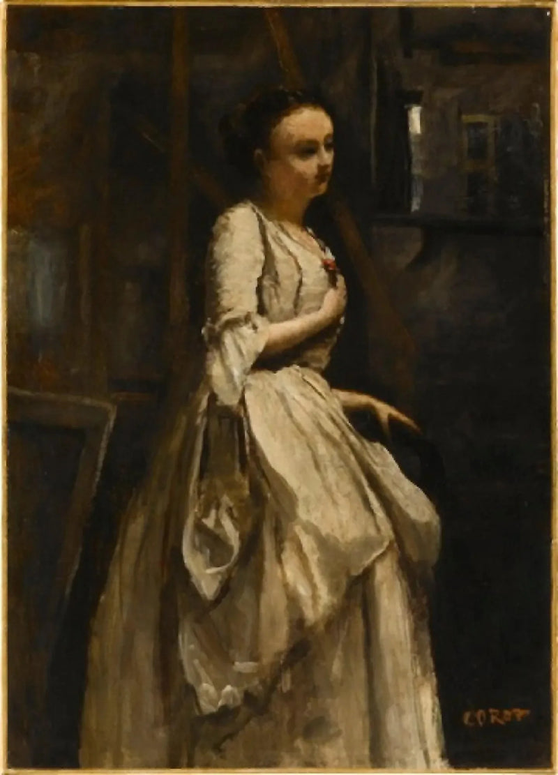 La soubrette con il fiore rosso - Jean-Baptiste Camille Corot