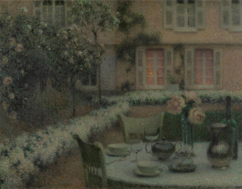 La tavola nel giardino bianco a Gerberoy - Henri Le Sidaner