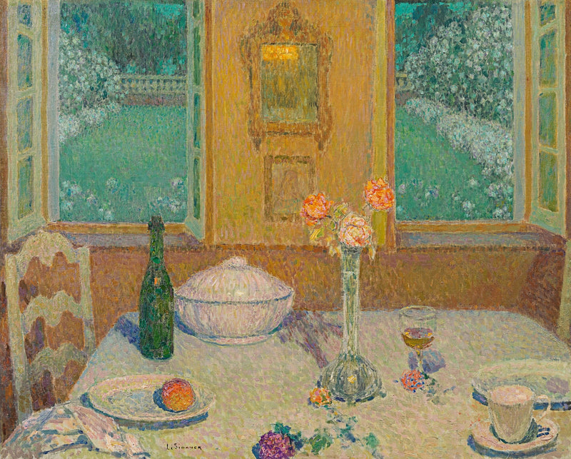 La tavola sul giardino fiorito al crepuscolo, Gerberoy - Henri Le Sidaner