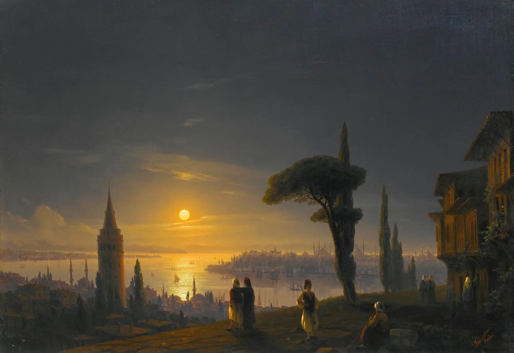 La tour de Galata au clair de lune - Ivan Aïvazovski image 1 reproduction artisanale de tableau