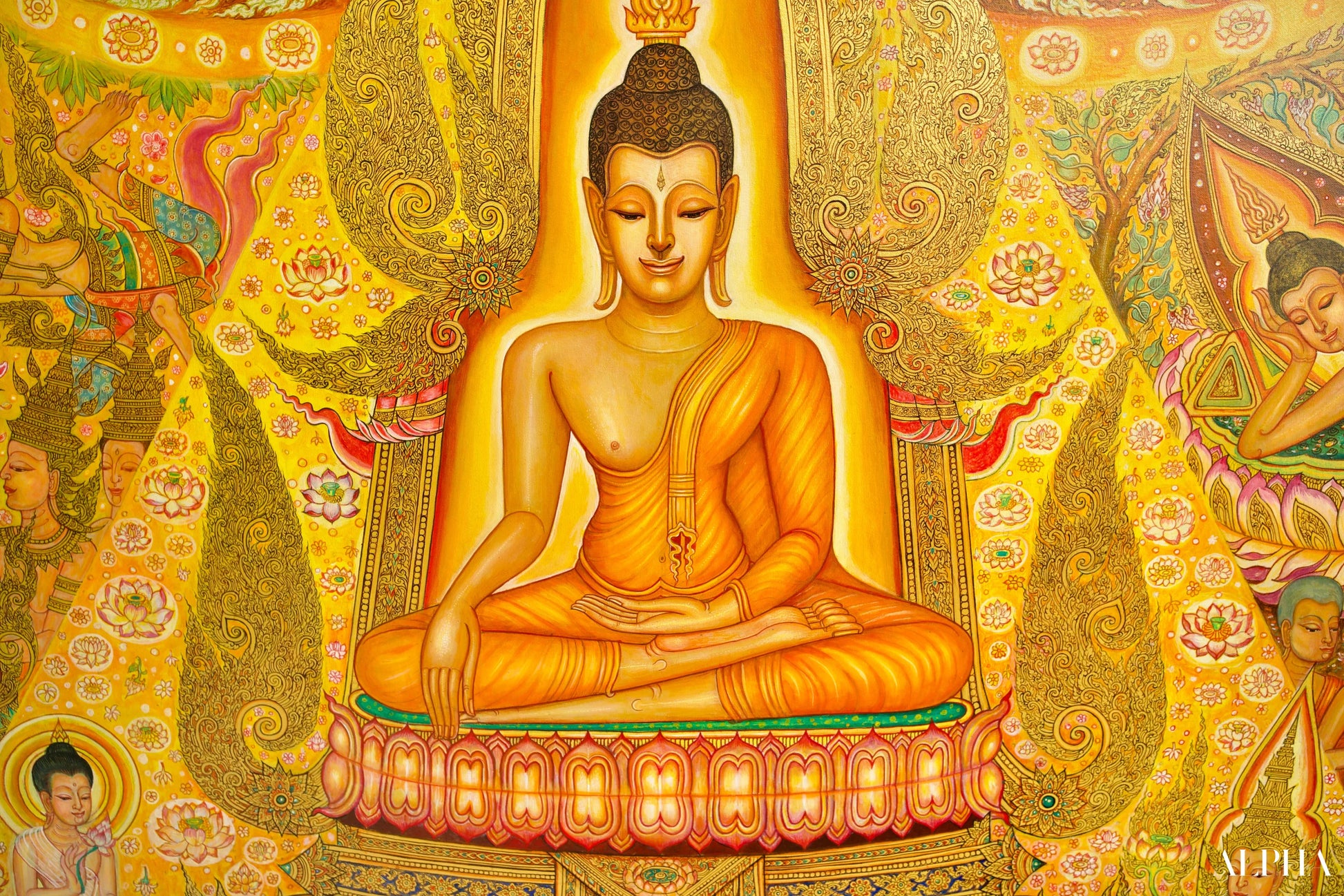 La Vie de Bouddha | 240 x 180 cm Reproductions de tableaux à la peinture à l’huile