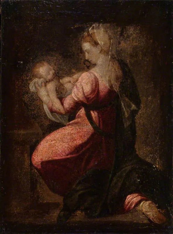La Vergine inginocchiata con il Bambino Gesù tra le braccia - Francesco Salviati