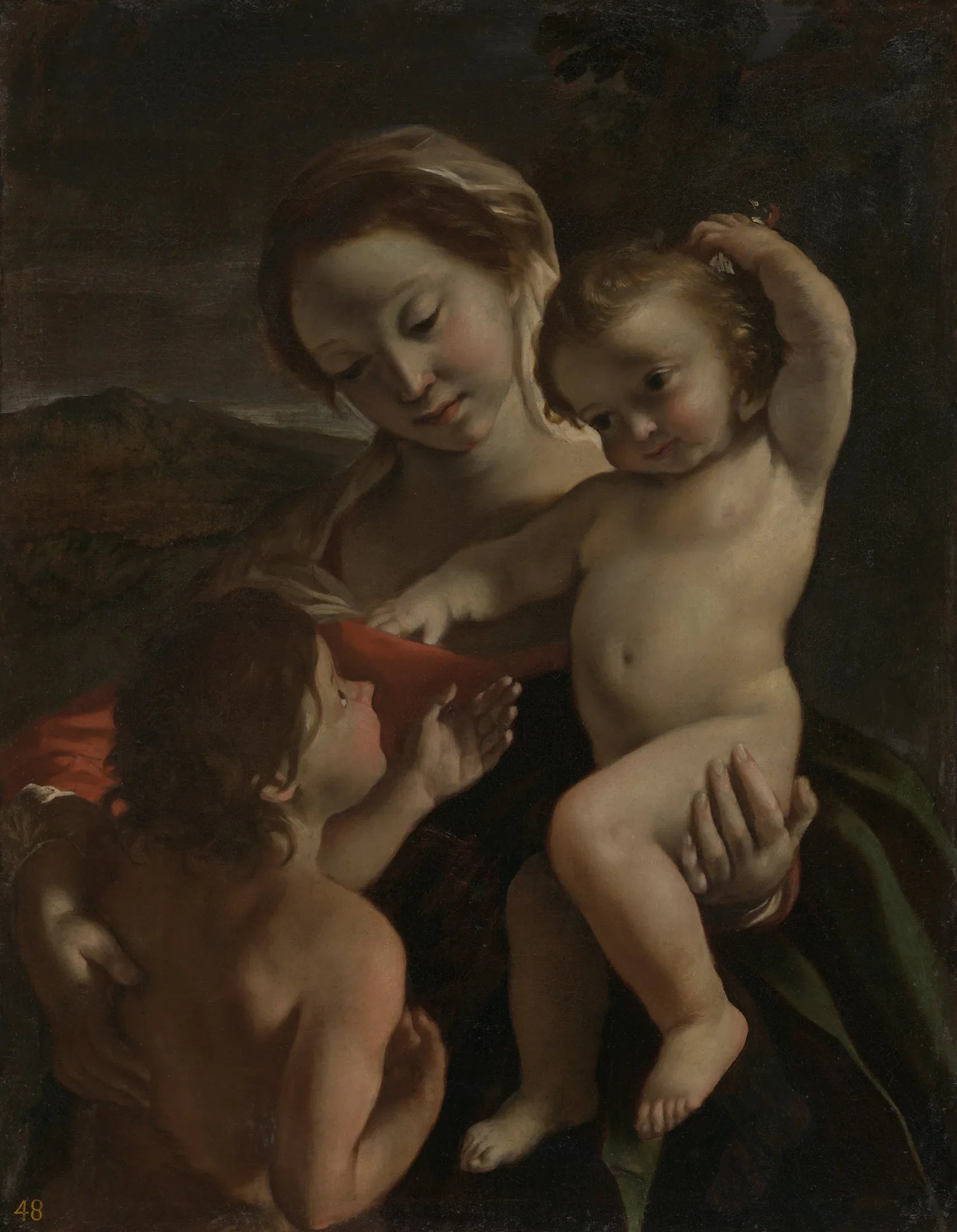 La Vierge à l'Enfant avec le jeune saint Jean-Baptiste - Giovanni Lanfranco image 1 reproduction artisanale de tableau