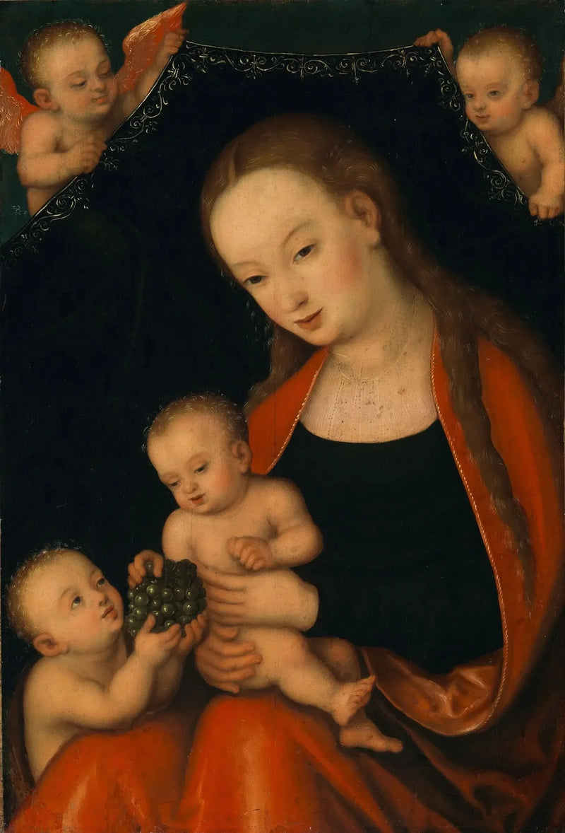 La Vergine con il Bambino con il piccolo Jean Battista e angeli - Lucas Cranach il Vecchio