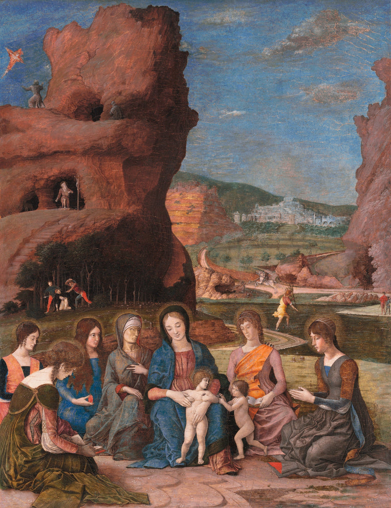 La Vergine con il Bambino e il piccolo san Giovanni Battista e sei sante - Andrea Mantegna