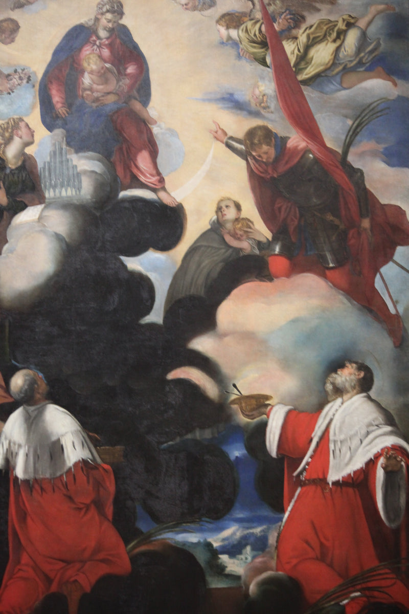 La Vergine con il Bambino e i santi Cecilia, Marina, Teodoro, Còmo e Damián - Jacopo Tintoretto