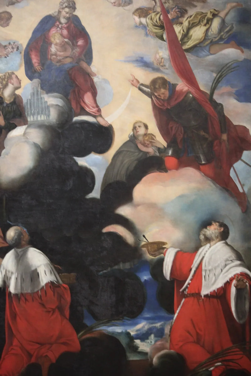 La Vergine con il Bambino e i santi Cecilia, Marina, Teodoro, Còmo e Damián - Jacopo Tintoretto