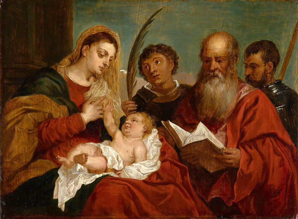 La Vierge à l'Enfant avec les saints Étienne, Jérôme et Maurice - David Teniers le Jeune image 1 reproduction réalisée par Alpha Reproduction