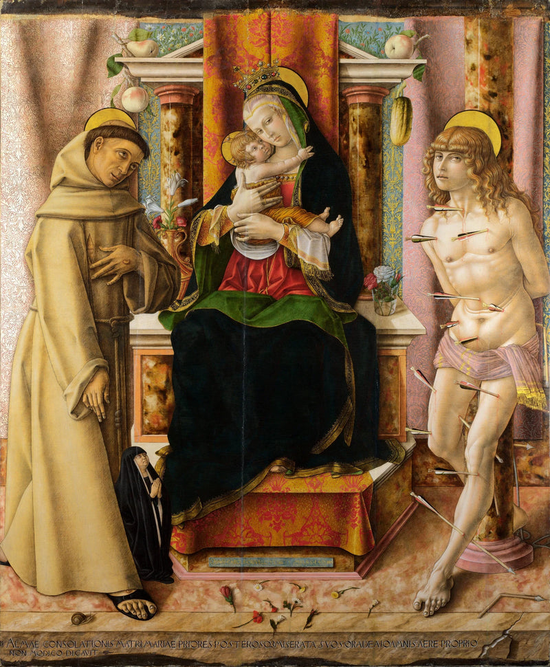 La Vergine con il Bambino e i santi Francesco e Sebastiano - Carlo Crivelli