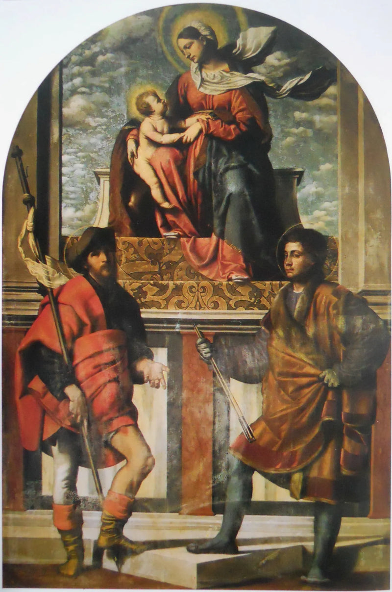 La Vergine con il Bambino e i santi Rocco e Sebastiano - Alessandro Bonvicino