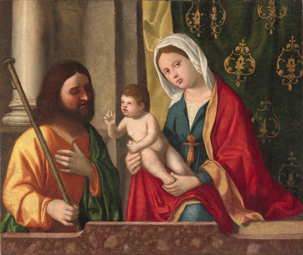 La Vierge à l'Enfant avec saint Jacques le Grand - Andrea Previtali image 1 reproduction de peinture à l’huile