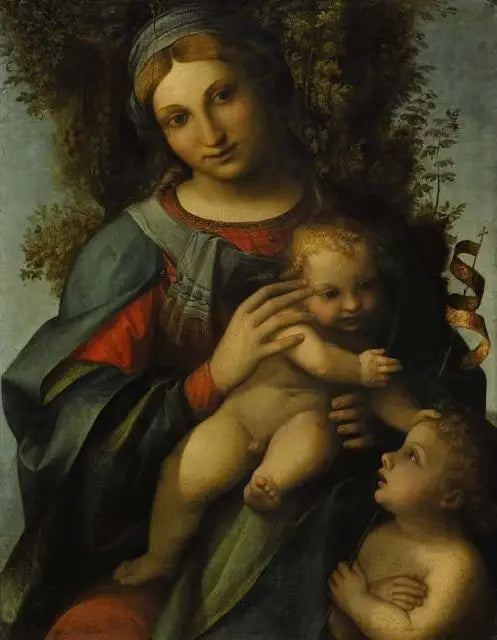 La Vergine con il Bambino e san Giovanni Battista bambino - Antonio da Correggio