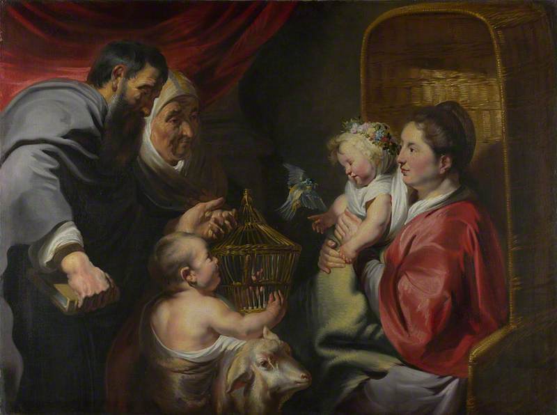 La Vierge à l'Enfant avec saint Jean et ses parents - Jacob Jordaens image 1 reproduction de peinture à l’huile