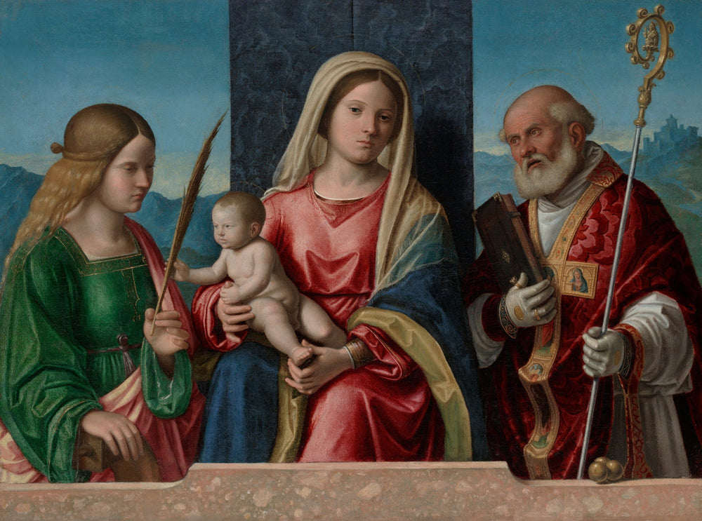 La Vierge à l'Enfant avec sainte Catherine et saint Nicolas - Cima da Conegliano image 1 tableau peint à l’huile sur toile
