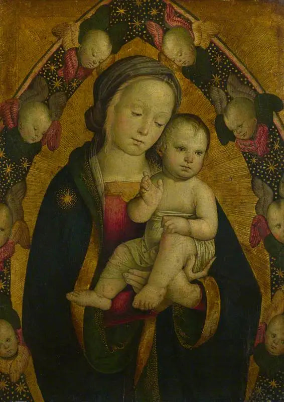 La Vergine con il Bambino in un'almondola con cherubini - Pietro Perugino