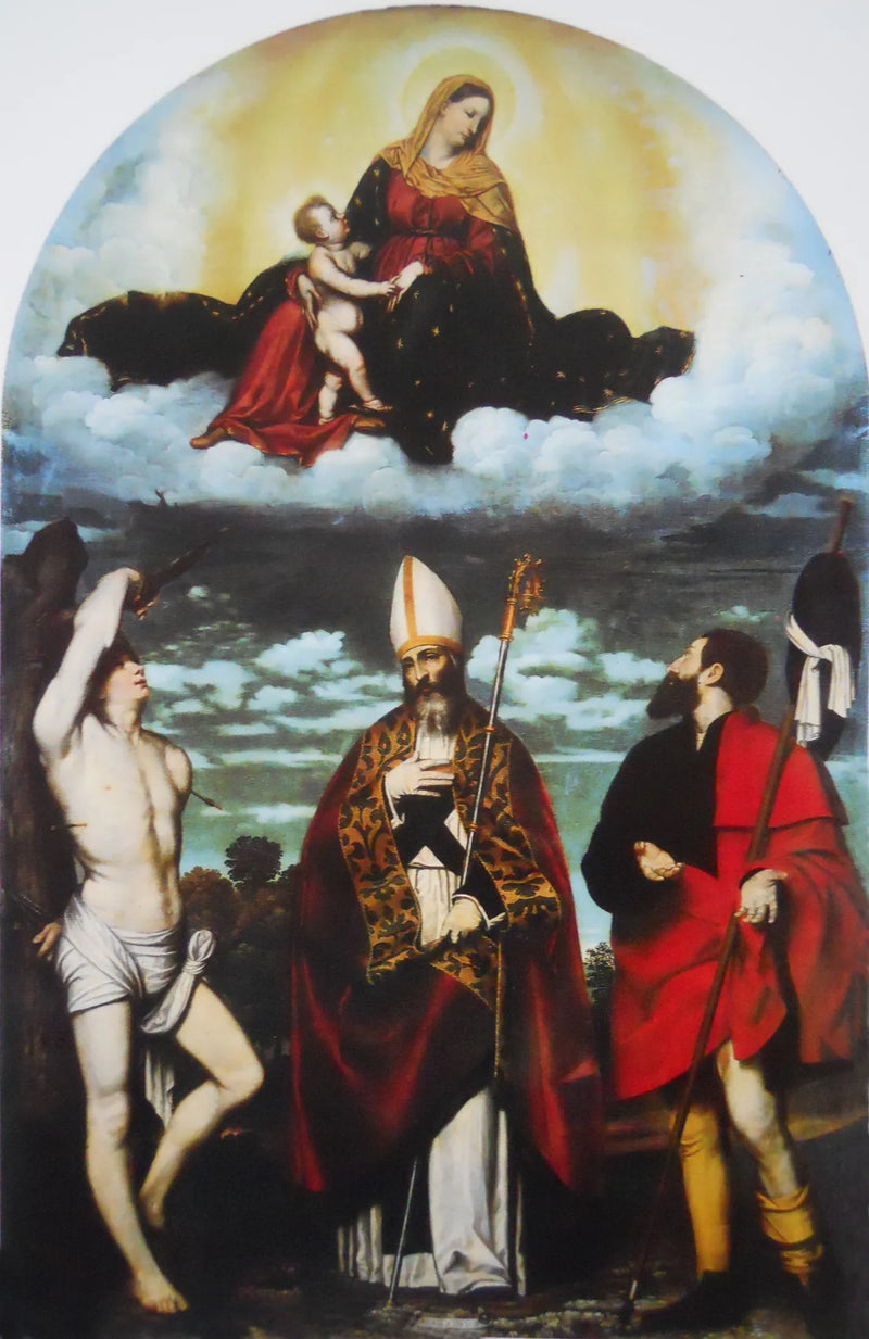 La Vergine con il Bambino in gloria con i santi Roch, Martino e Sebastiano - Alessandro Bonvicino