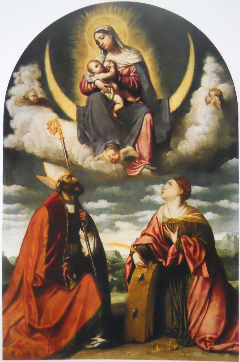 La Vergine con il Bambino in gloria con san Martino e santa Caterina - Alessandro Bonvicino