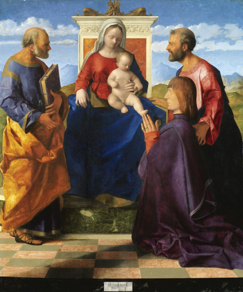 La Vergine con il Bambino in trono con santi e un donatore - Giovanni Bellini