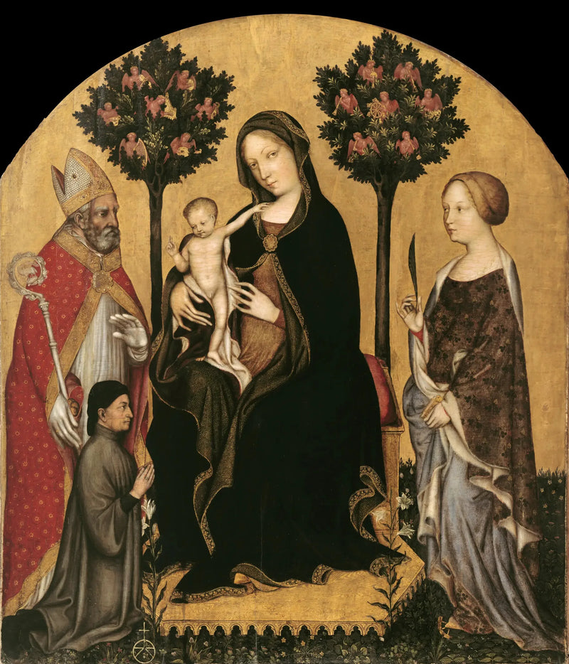 La Vergine con il Bambino e Santa Caterina, San Nicola e il Donatore - Gentile da Fabriano