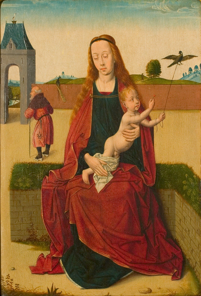 La Vergine con il Bambino su una panchina di erba. - Dirk Bouts
