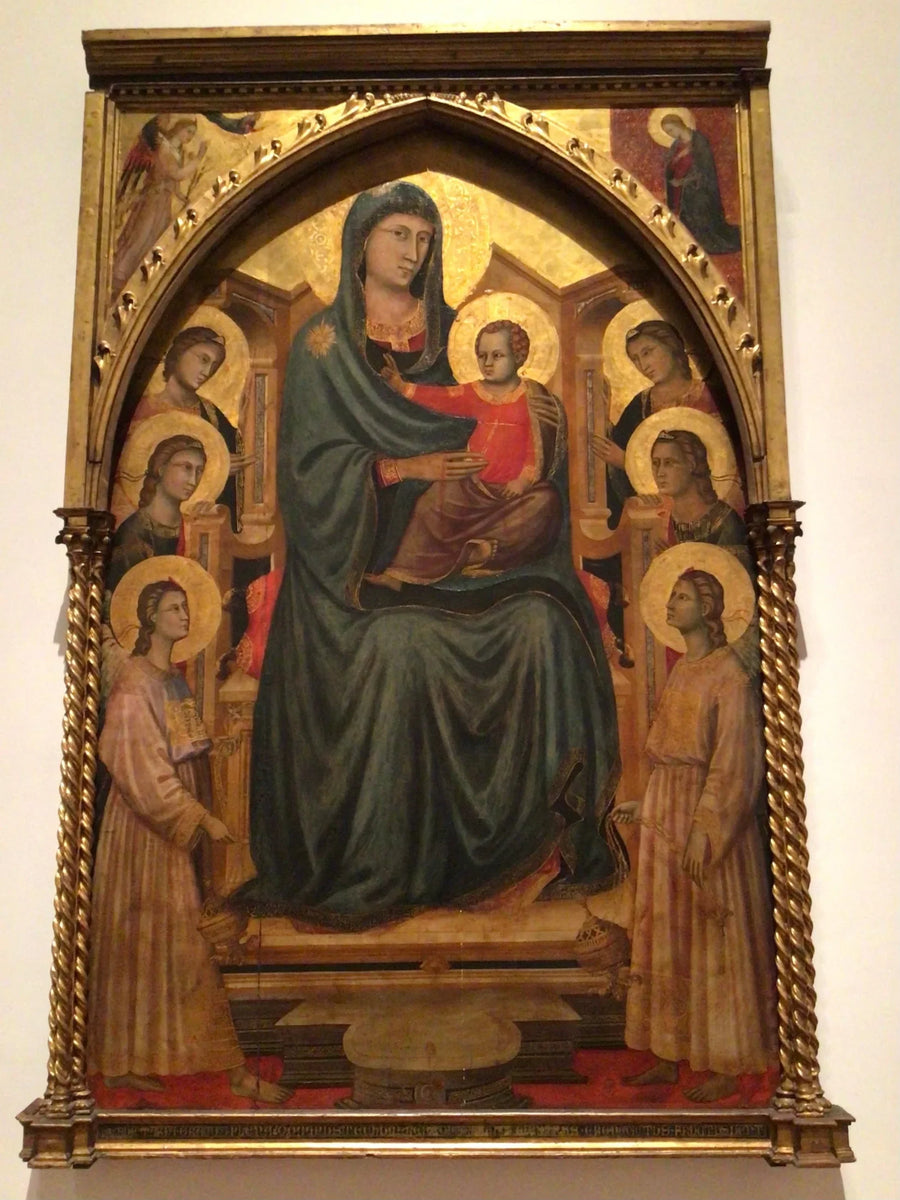 La Vierge à l'Enfant trônant avec six anges (« Maestà ») - Master of Saint Cecilia image 1 copie peinte à la main à l’huile