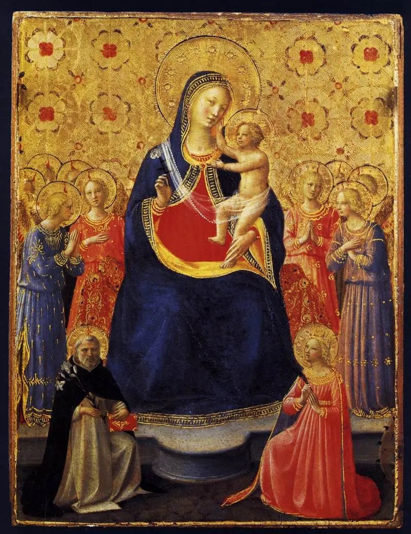 La Vergine con il Bambino in trono con nove angeli e i santi Domenico e Caterina d'Alessandria - Fra Angelico