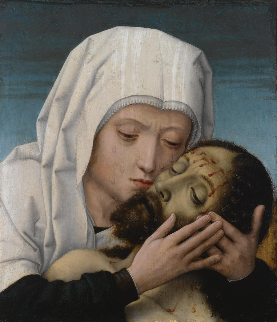 La Vergine che bacia la testa del Cristo morto. - Gérard David