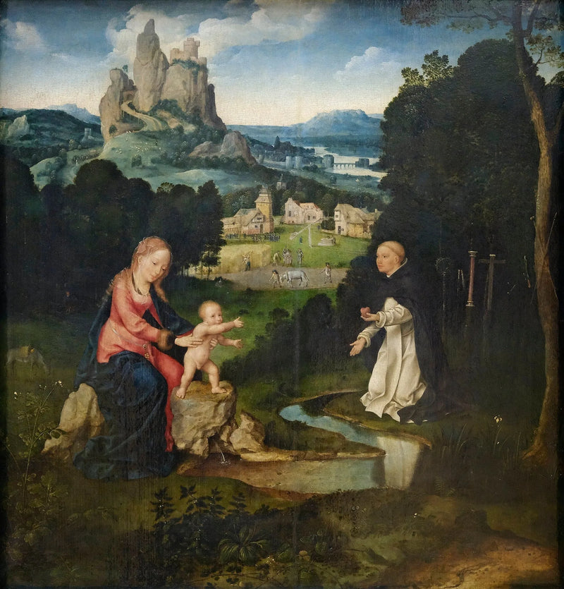 La Vergine e il Bambino con un domenicano che offre il suo cuore - Joos van Cleve