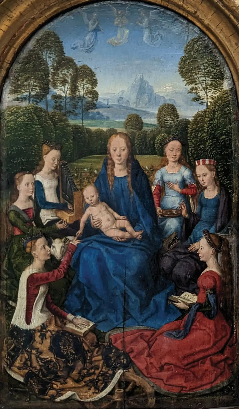 La Vergine e il bambino circondati da sante - Hans Memling