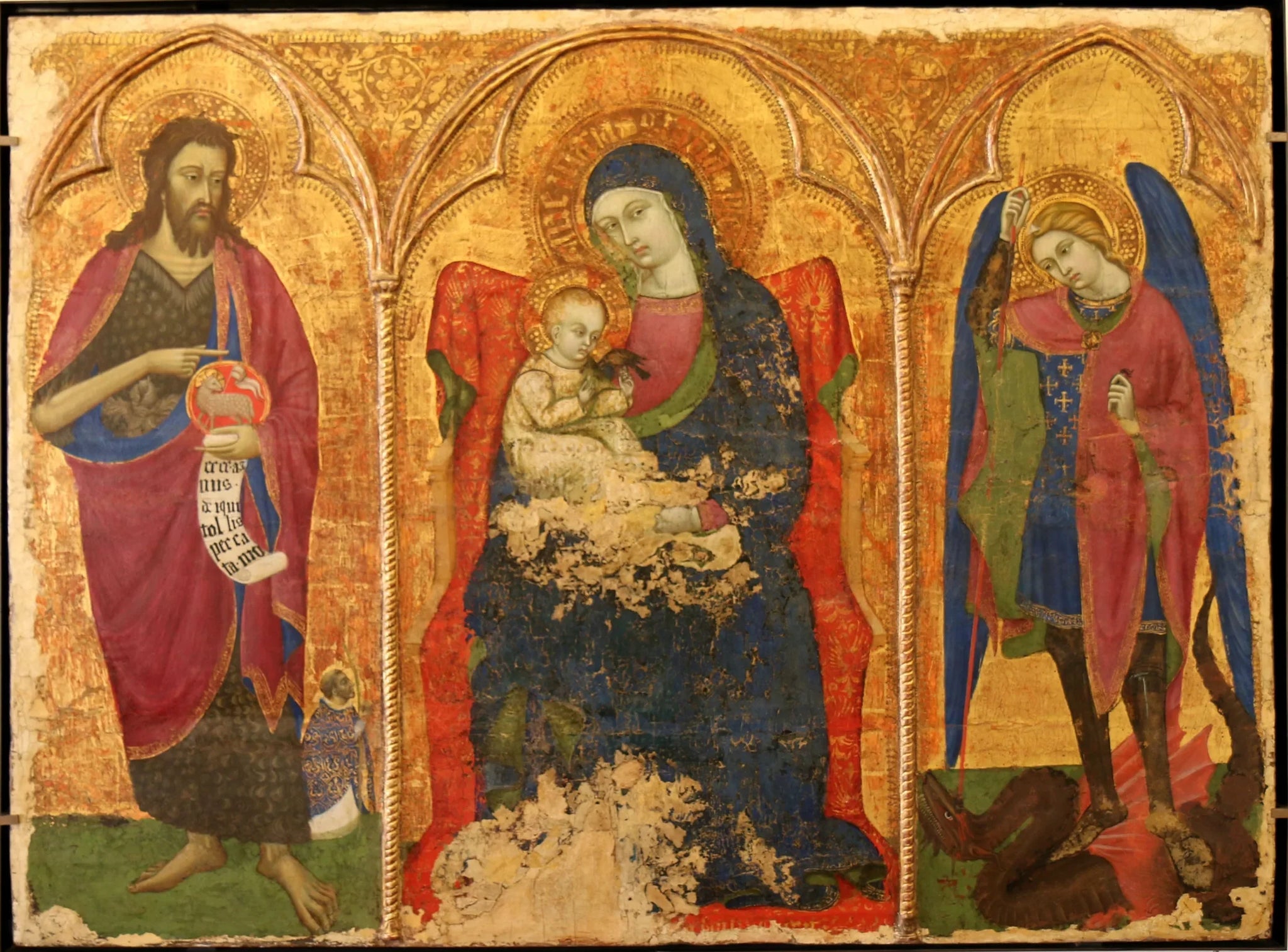 La Vierge et l'Enfant entre saint Jean Baptiste et saint Michel - Barnaba da Modena image 1 reproduction artisanale de tableau