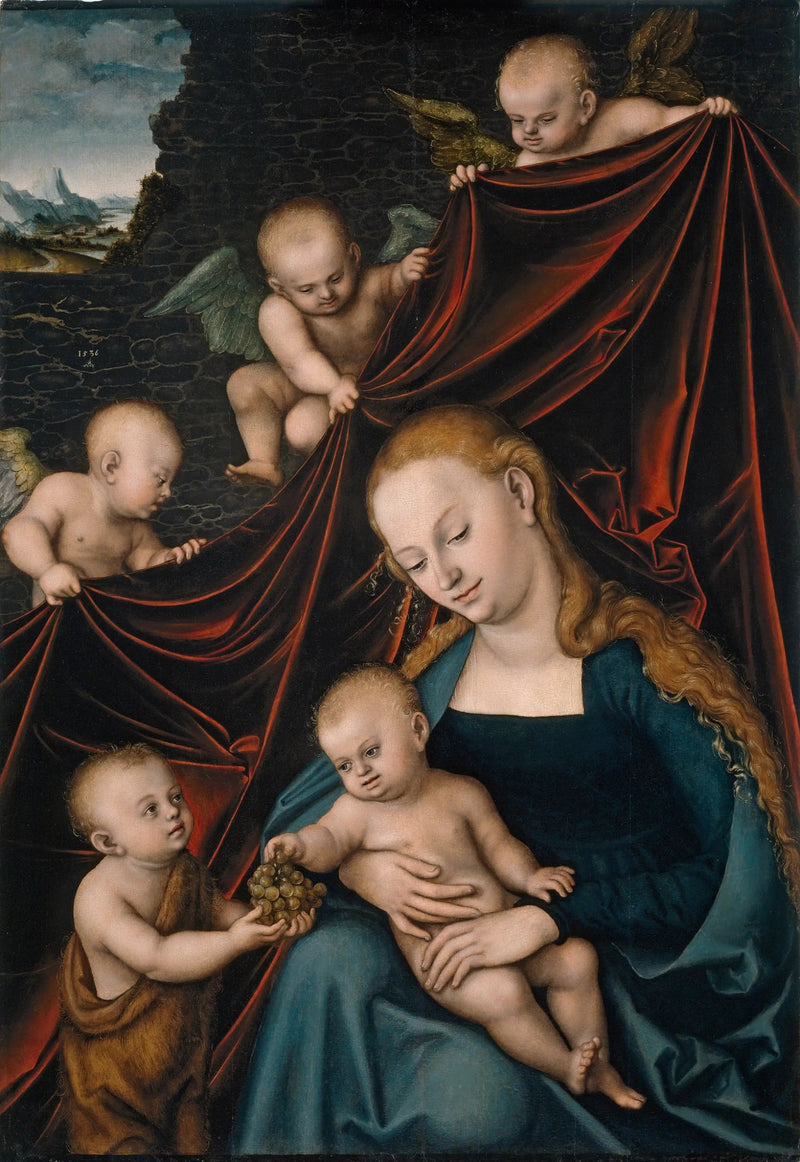 La Vergine e il Bambino, San Giovanni e gli Angeli - Lucas Cranach il Vecchio
