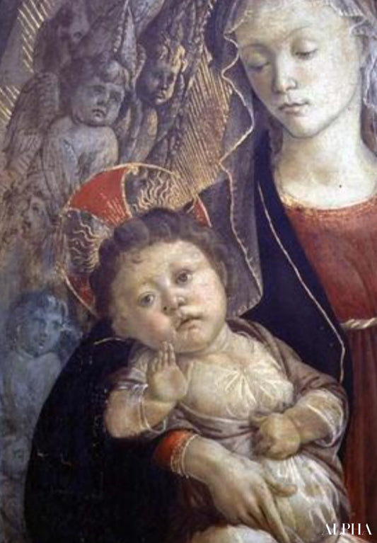 La Vergine e il Bambino in gloria, dettaglio del Bambino, 1468 (tempera su tavola) (dettaglio di 85673) - Sandro Botticelli - Riproduzioni di quadri e dipinti di alta gamma