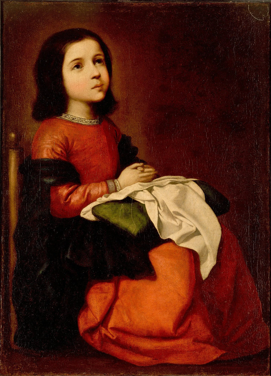 La Vergine Maria come un bambino in preghiera - Francisco de Zurbarán