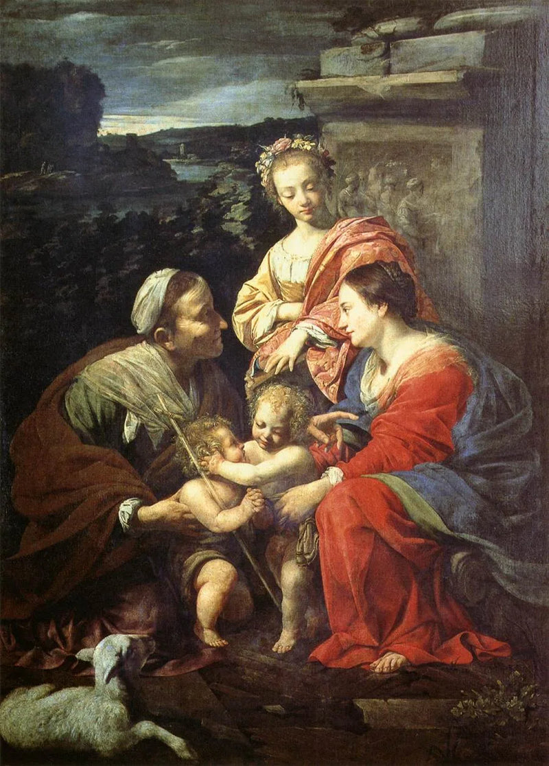 La Vergine Maria e il Bambino Gesù con Santa Elisabetta, San Giovanni Battista e Santa Caterina - Simon Vouet