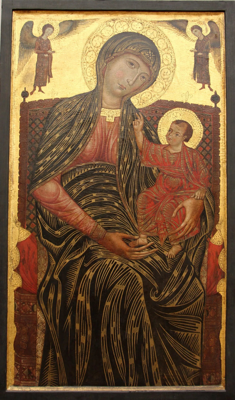 La Vergine Maria trônante con due angeli - Master of the Magdalen