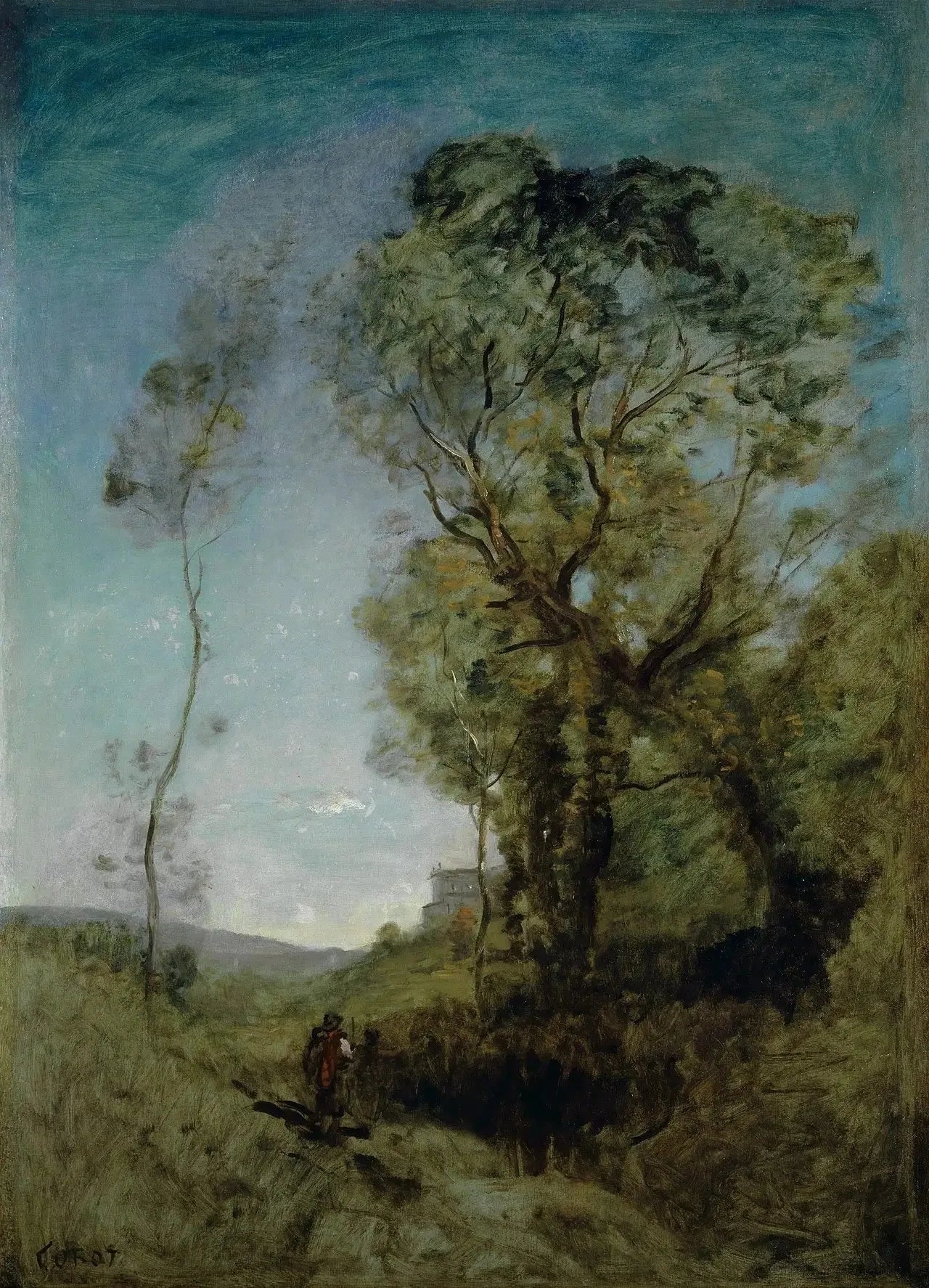 La villa italienne derrière les pins - Jean-Baptiste Camille Corot image 1 tableau peint à l’huile sur toile