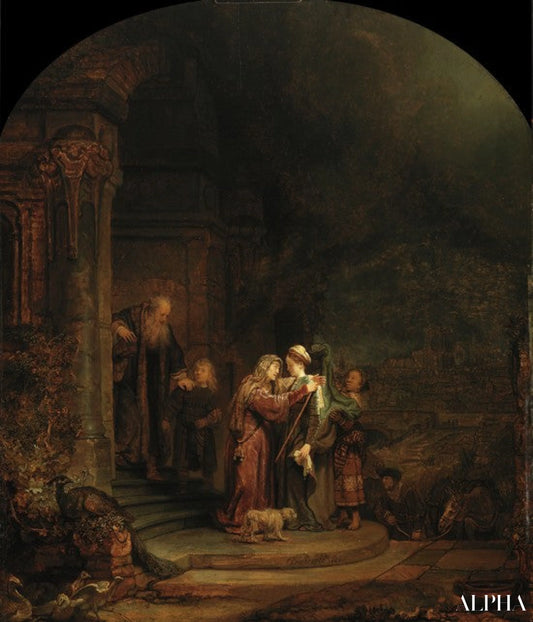 La visite - Rembrandt van Rijn - Reproductions de tableaux et peintures haut de gamme