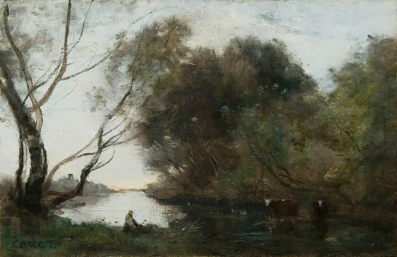 Lago : Tramonto - Jean-Baptiste Camille Corot