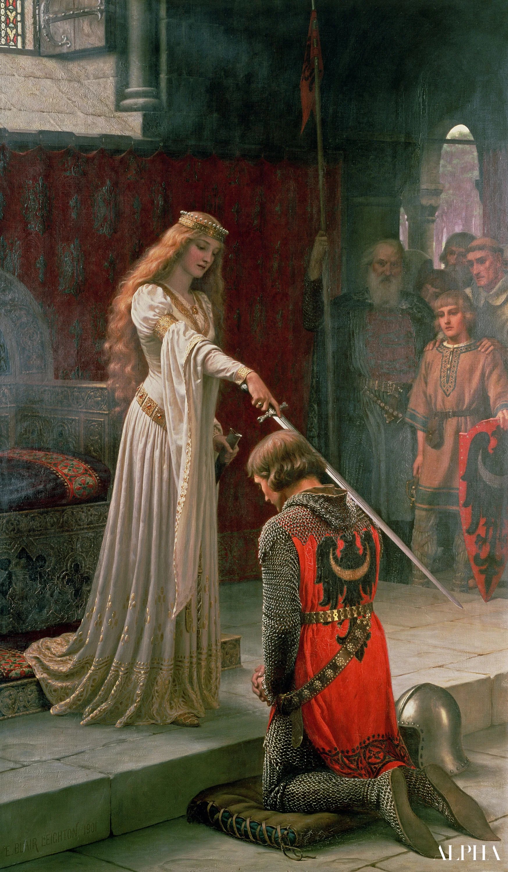 L'Adoubement - Edmund Leighton - Riproduzioni di quadri e dipinti di alta gamma