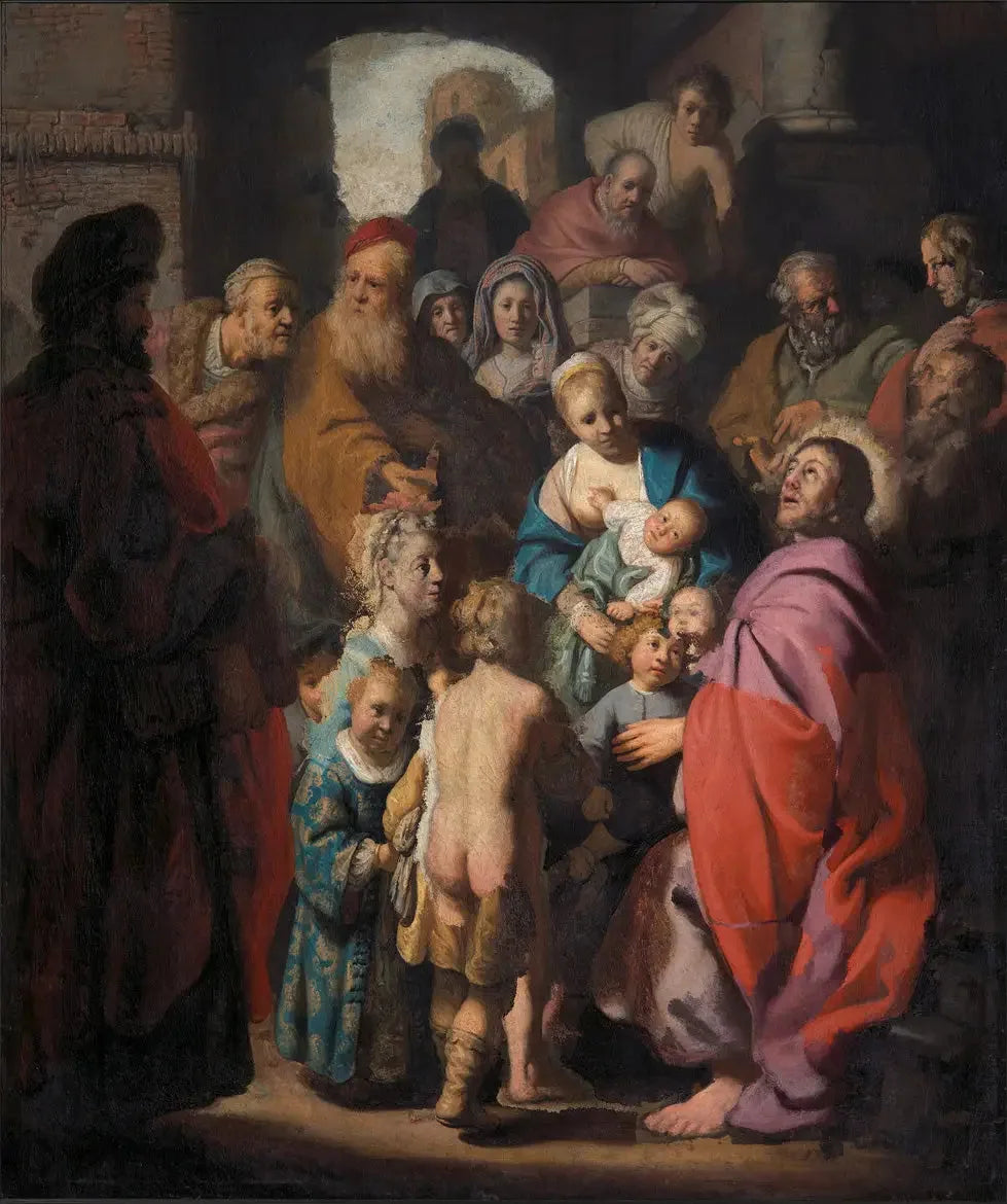 Laissez venir à moi les petits enfants - Rembrandt image 1 copie de tableau peinte à la main