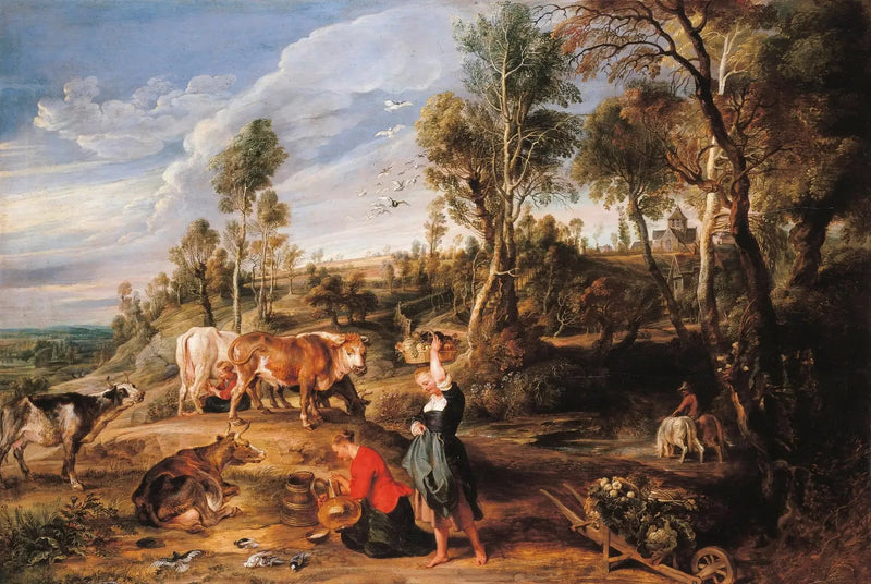 Laitières con bestiame in un paesaggio, « La Fattoria di Laeken » - Peter Paul Rubens