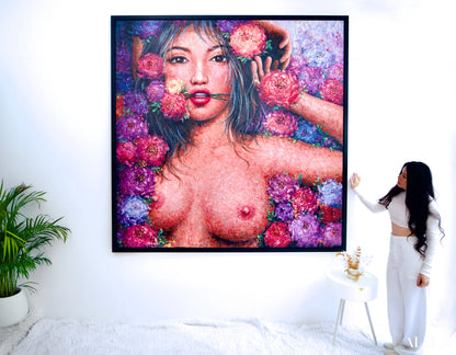 L’amour en Fleurs | 200 x 200 cm Reproductions de tableaux à la peinture à l’huile