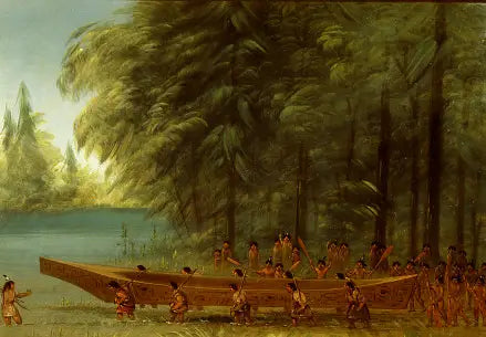 Lancio di un canoa - Nativi Nayas - George Catlin