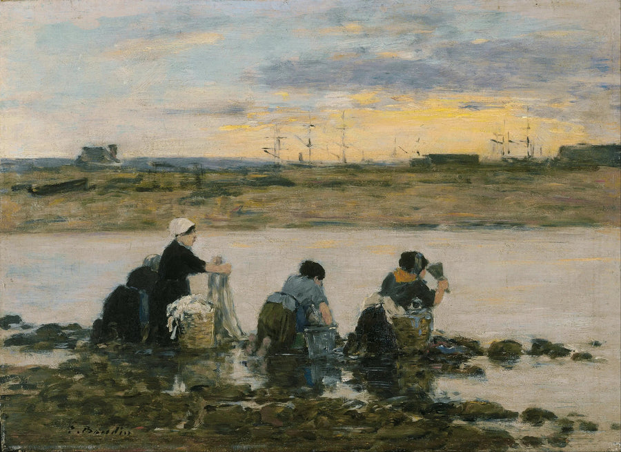 Lavandaie al bordo del fiume - Eugène Boudin