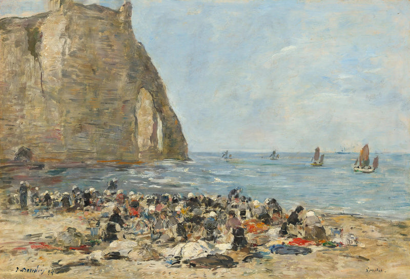 Lavandaie sulla spiaggia di Etretat - Eugène Boudin
